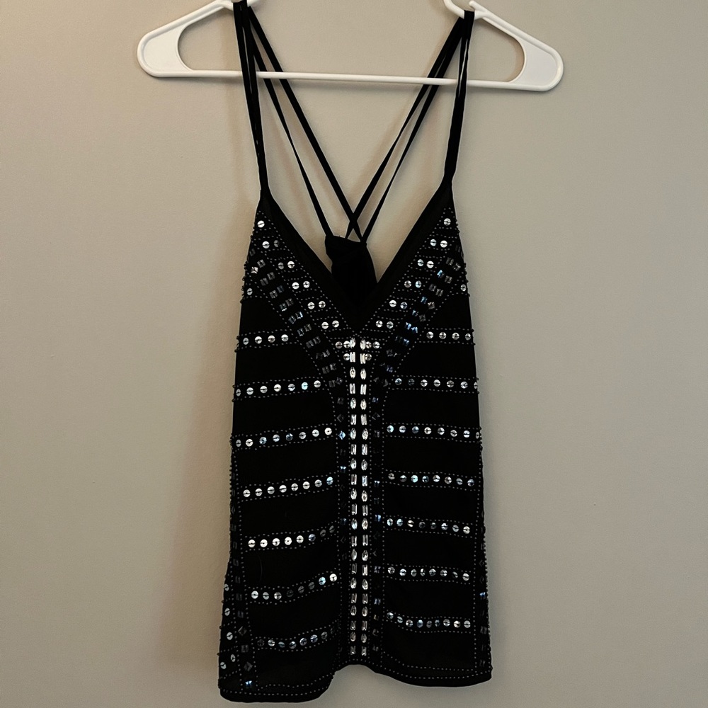 Express shimmer beaded tank